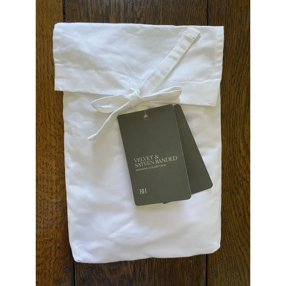 NEW 3 VELVET & SATEEN BANDED RESTORATION HARDWARE 2 KING SHAMS & 1LUMBAR SHAM
